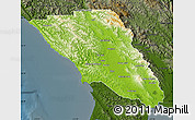 Physical Map of Sonoma County, darken