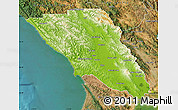 Physical Map of Sonoma County, satellite outside