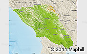 Physical Map of Sonoma County, shaded relief outside