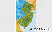 Satellite Map of New Jersey, political shades outside