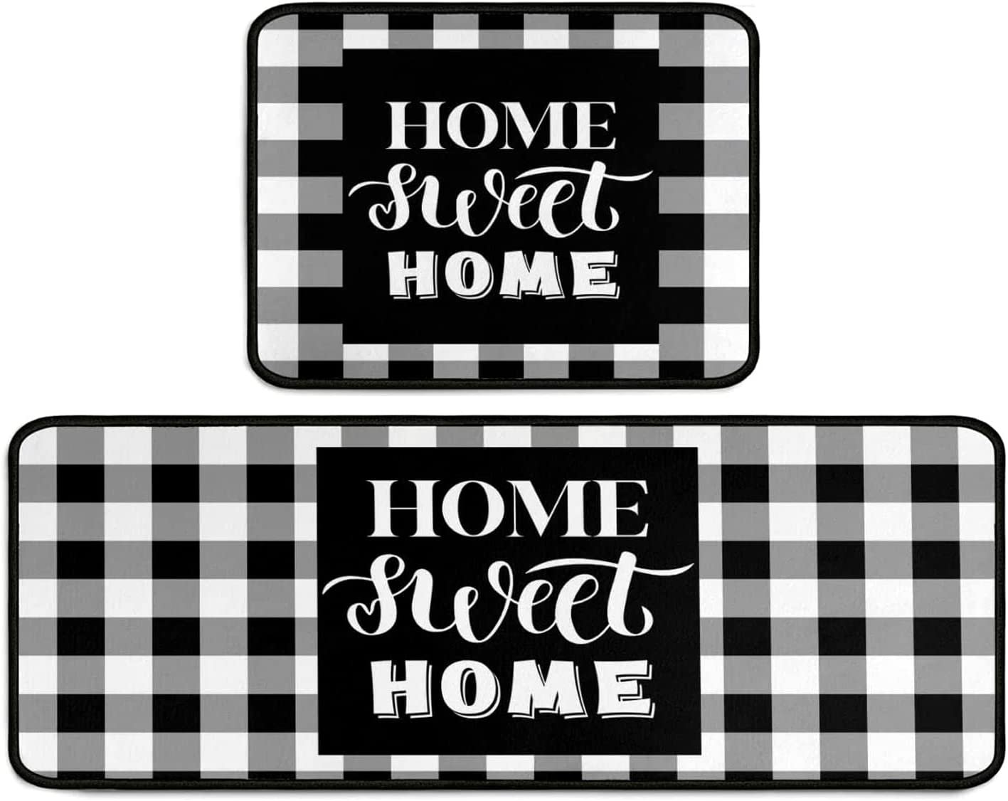 2 Pieces Buffalo Plaid Kitchen Rugs Set