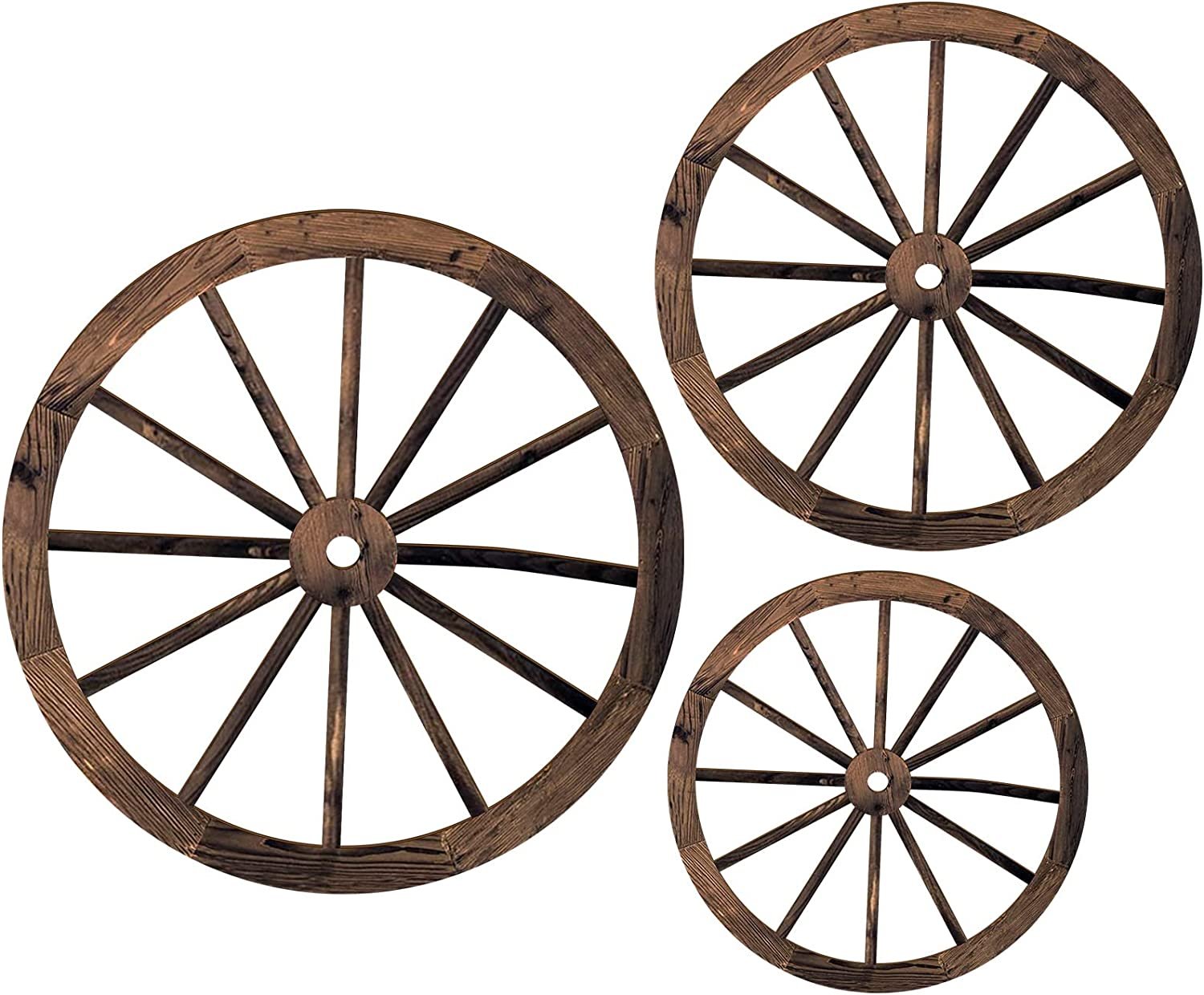 3 Pcs Wooden Wagon Wheel Wall Decor