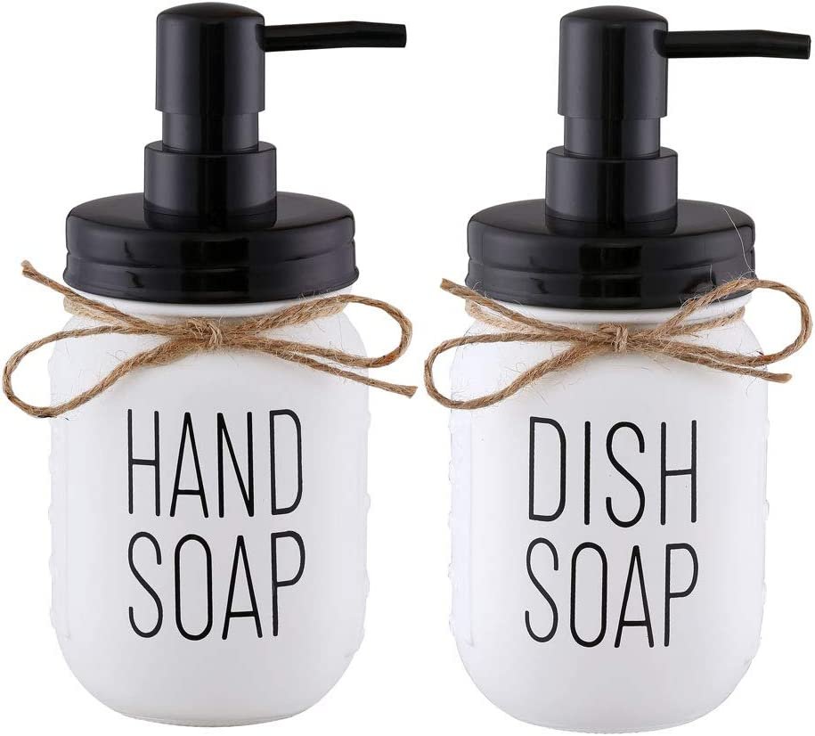 Elwiya Mason Jar Hand Soap Dispenser and Dish Soap Dispenser Set