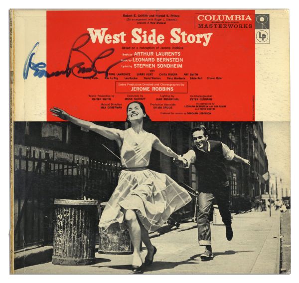 Leonard Bernstein Signed ''West Side Story'' Record Cover With LP Record Included