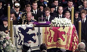 The Royal Family mourning during the funeral service