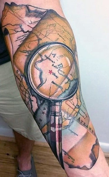 50 World Map Tattoo Designs For Men Adventure The Globe