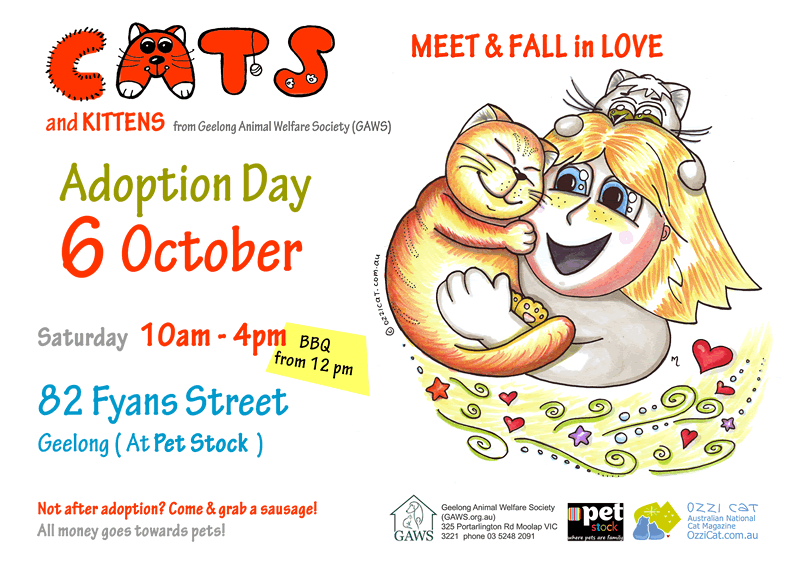 Ozzi Cat Art helps with a Cat Adoption Day Poster