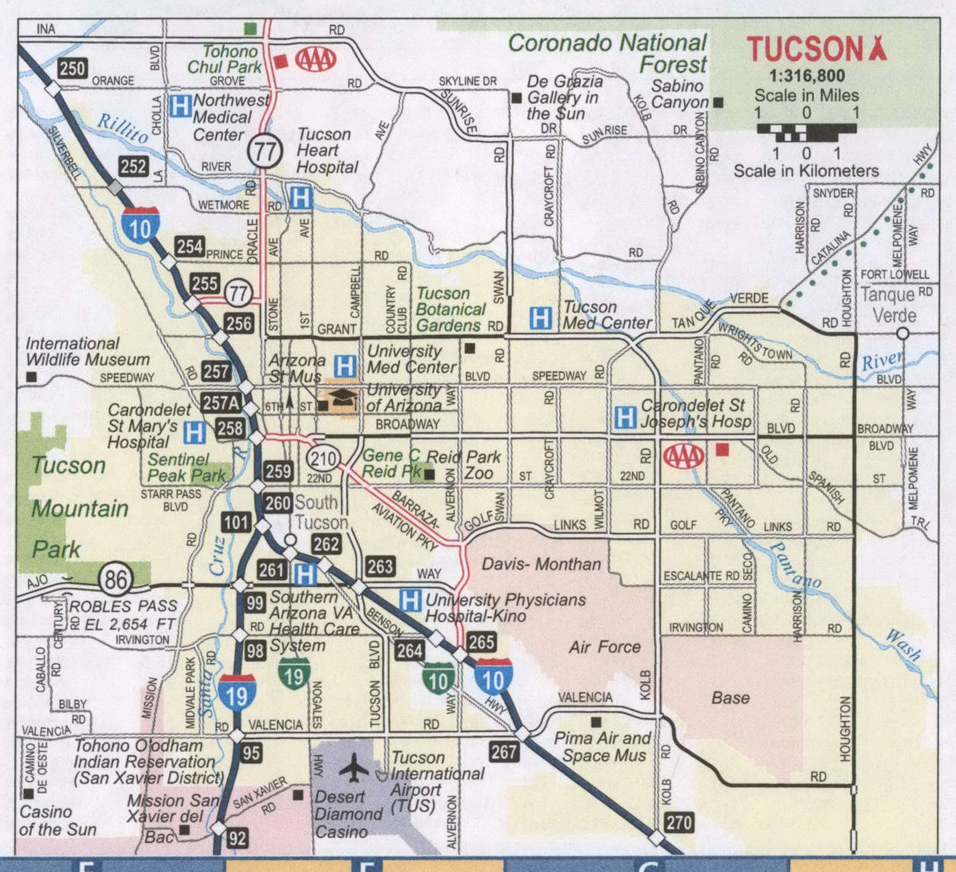 Printable Map Of Tucson Az image.