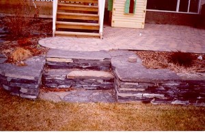 Rundle Stone Steps & Rundle Stone Flower Bed Retaining Walls