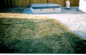 Rundle Stone Slab Patio wrapping around the house