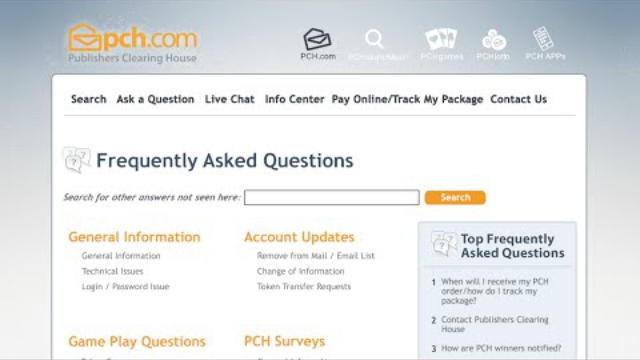 Learn all about the PCH Frequently Asked Questions (FAQ) Site!