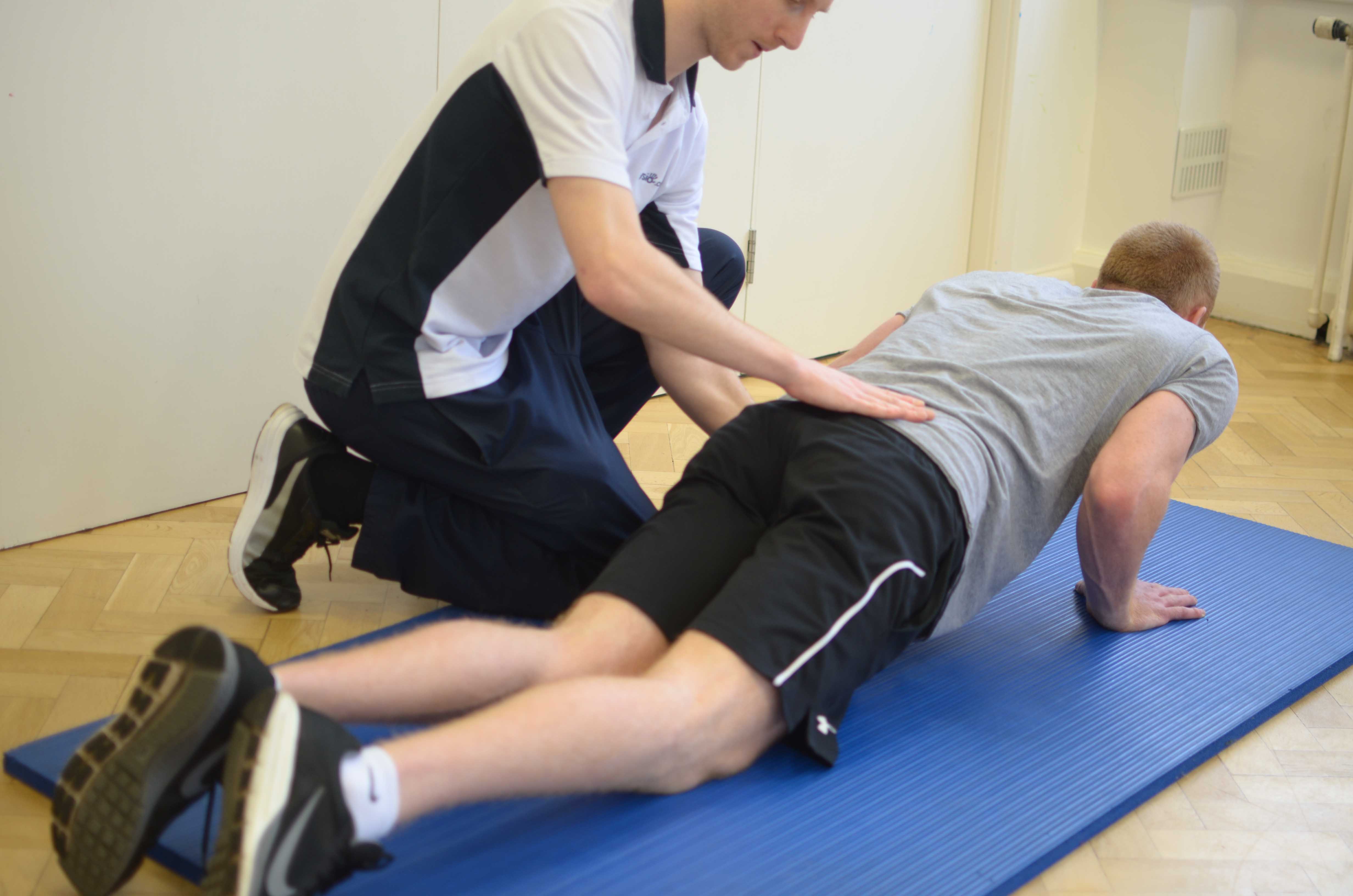 Progressive strength training for the chest muscles supervised by specialist MSK physiotherapist