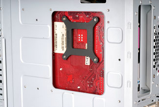 Processor cooler backplate access hole