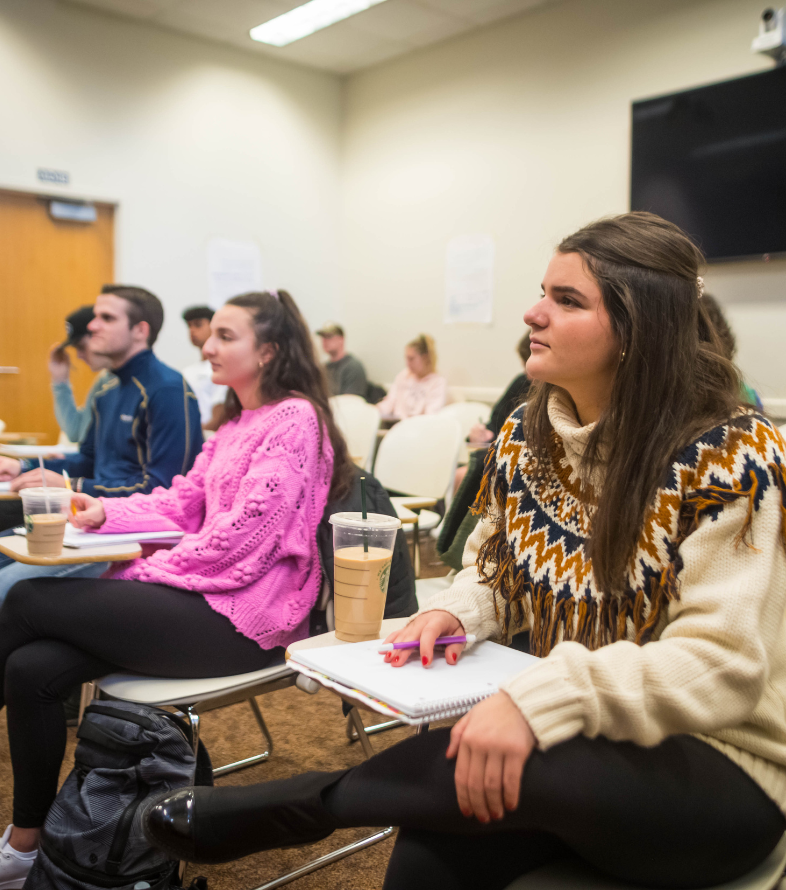 students learning and listening to professor in class