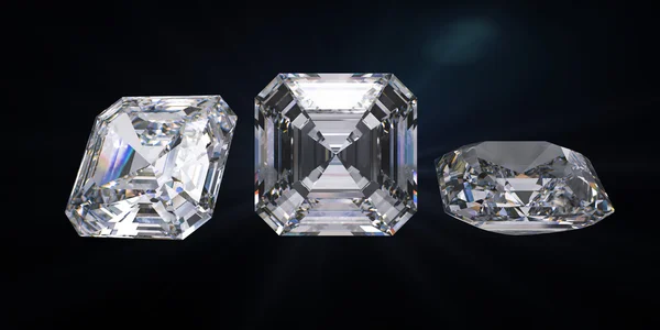 Group of Royal asscher cut diamond with clipping path