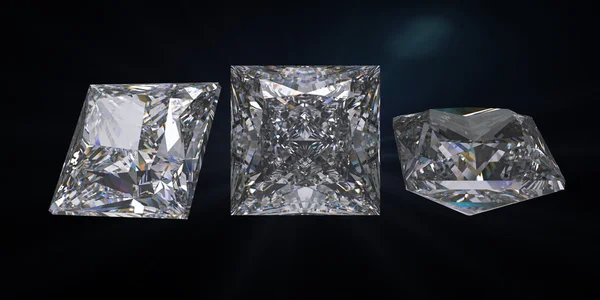 Group of Princess cut diamond with clipping path