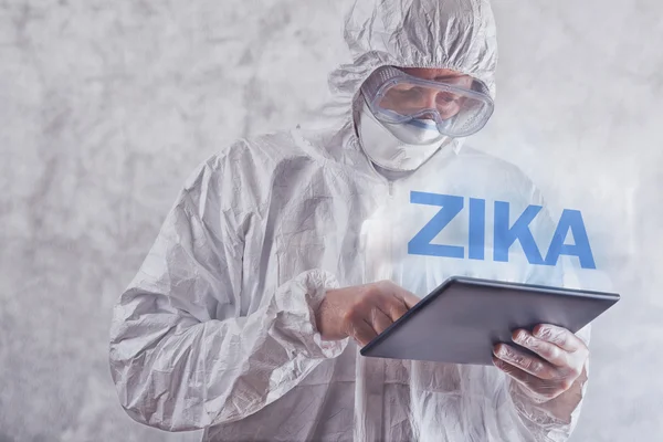 Zika virus concept, medical worker in protective clothes