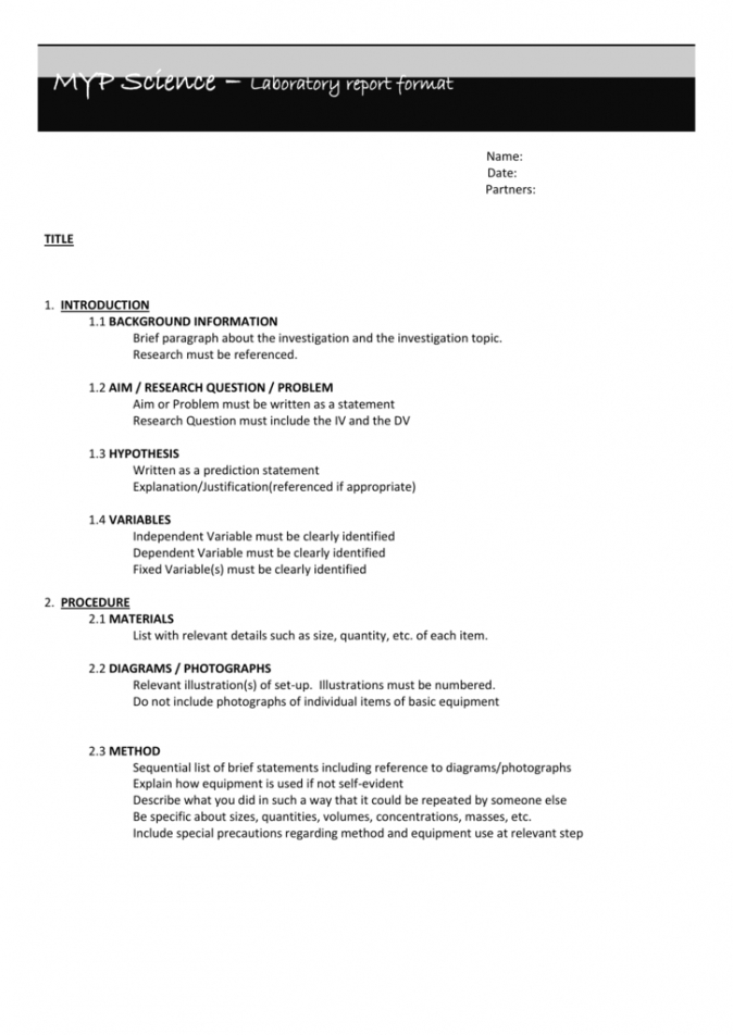 Printable Scientific Method Lab Report Template Doc Example