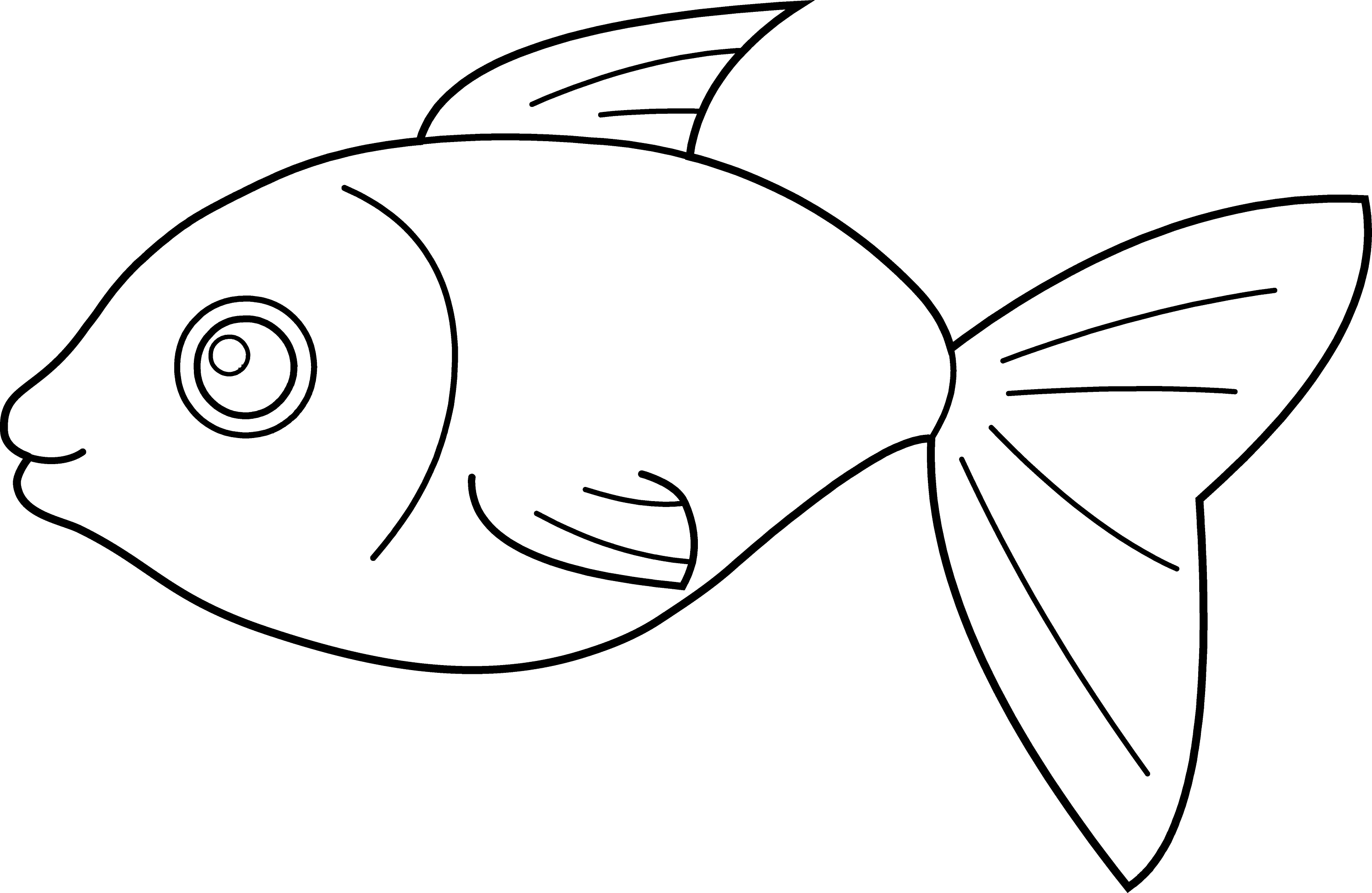 Fish Outline Clipart Clip Coloring Cute Template Animal Transparent ... image.