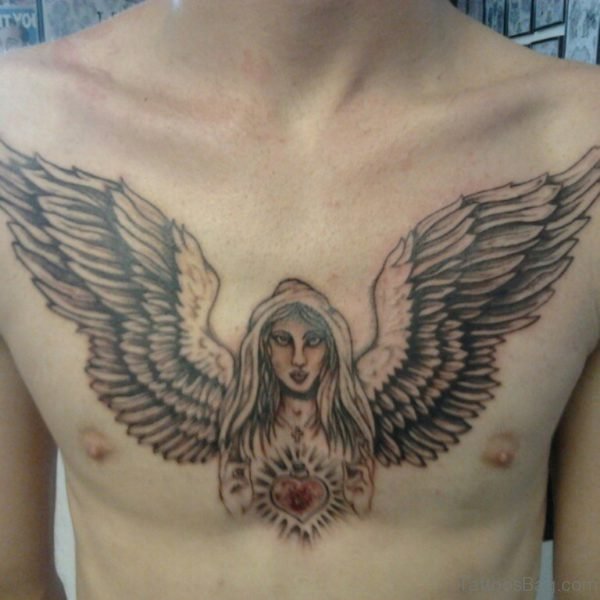 Angel Wings Tattoo On Chest