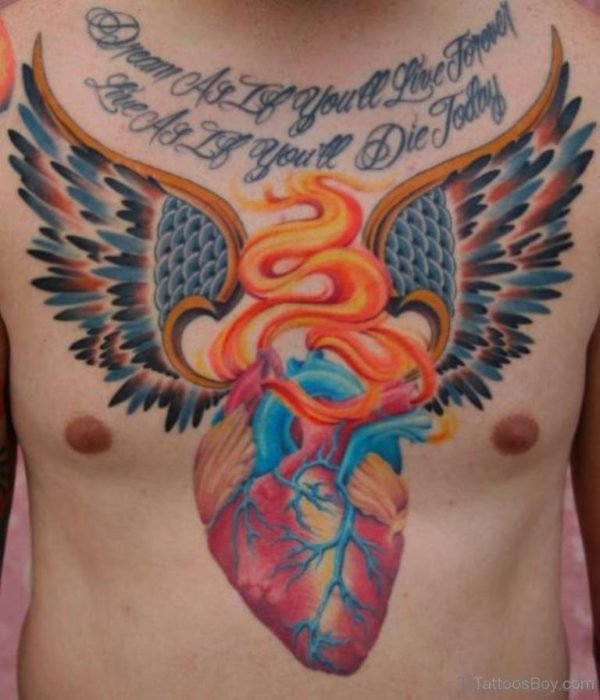 Attractive Wings Tattoo On Chest