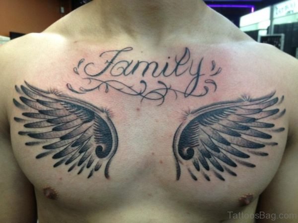 Black Wings Tattoo On Chest