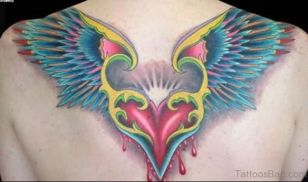 Bleeding Heart With Wings Tattoo