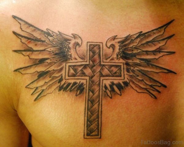 Cross And Wings Tattoo Design