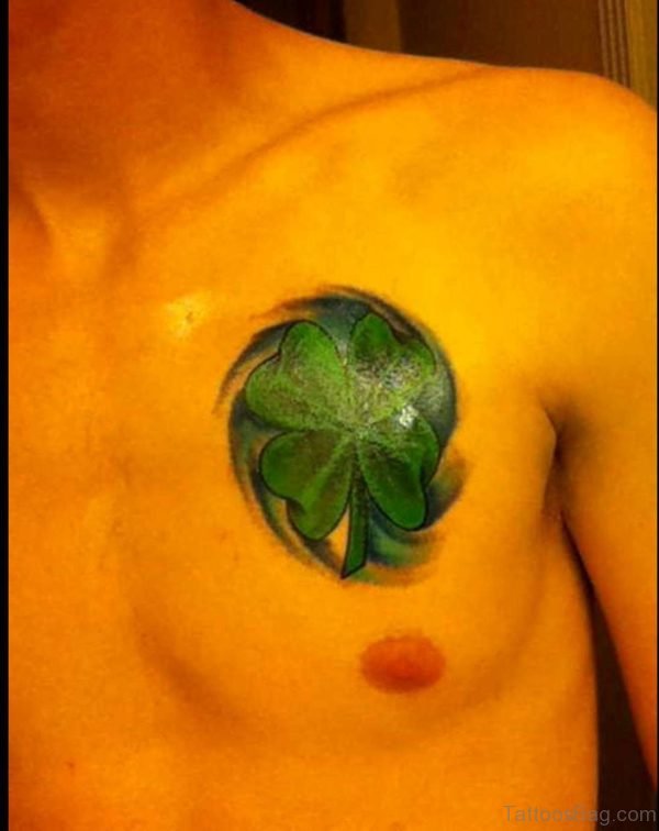 Clover Leaf Tattoo On Chest