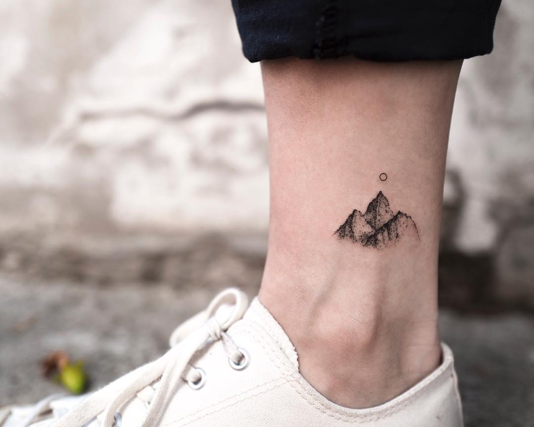 15+ Mountain Tattoo Designs on Ankle