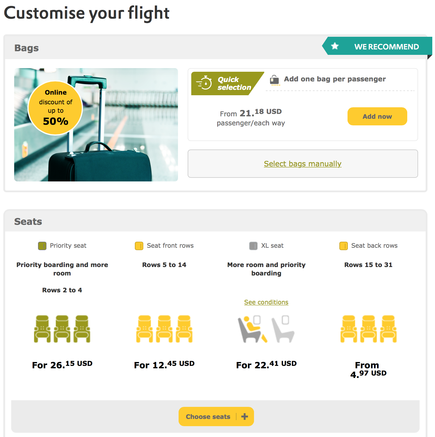 Seat selection