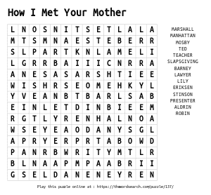 Word Search on How I Met Your Mother