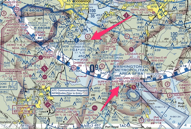 Virginia restricted airspace