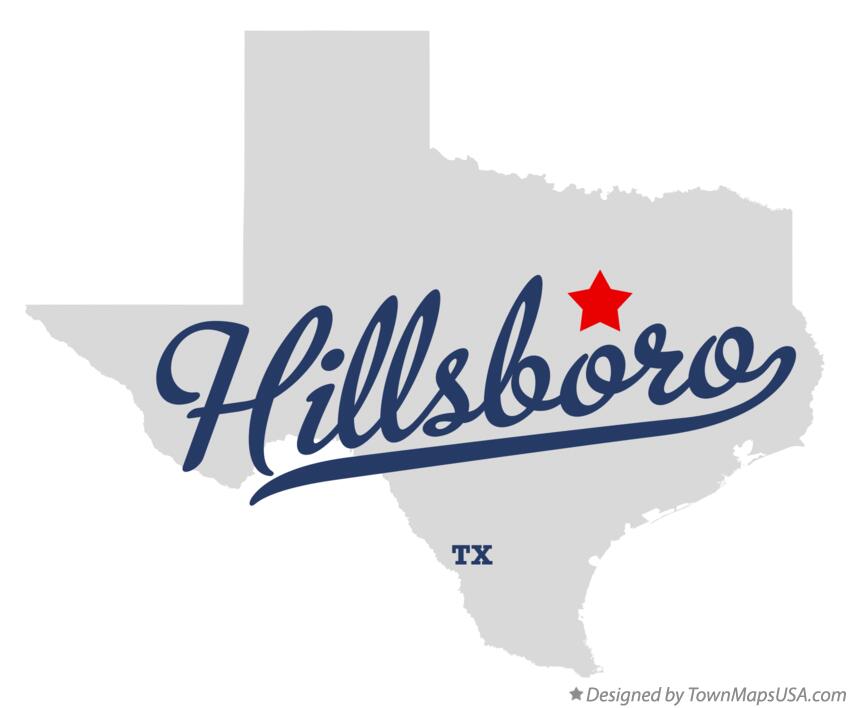 Map of Hillsboro Texas TX