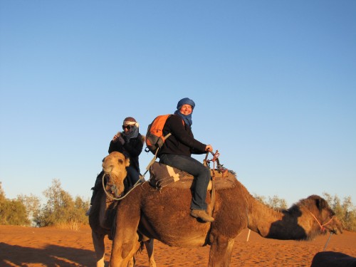 My daughter on her camel in the Sahara