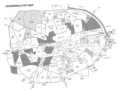 Gujranwala – Gujranwala city detail map – mohallahs streets colonies ...