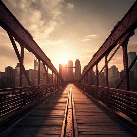 Premium AI Image | sunset on the brooklyn bridge