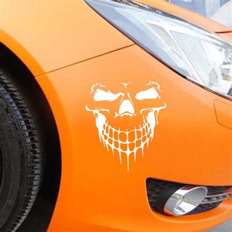 STEADY Reflective Skull Car Stickers Styling Removable Waterproof ...