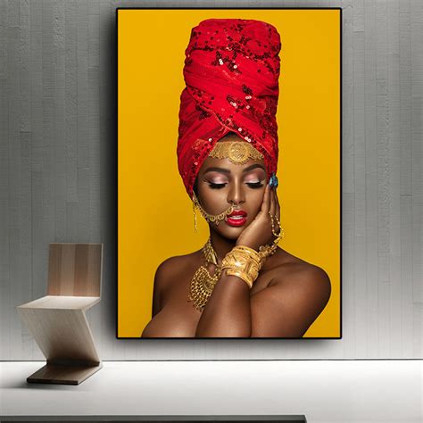 African Art Woman Oil Print On Canvas