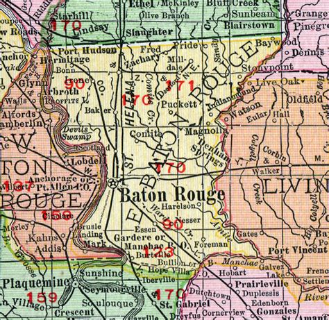 East Baton Rouge Parish, Louisiana, 1911, Map, Rand McNally, City of ...