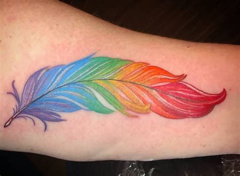 Rainbow Feather Tattoo - Ashton Allen - Tattoo Insider