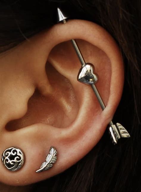 Qupid Heart Arrow Industrial Barbell Piercing | Industrial piercing ...