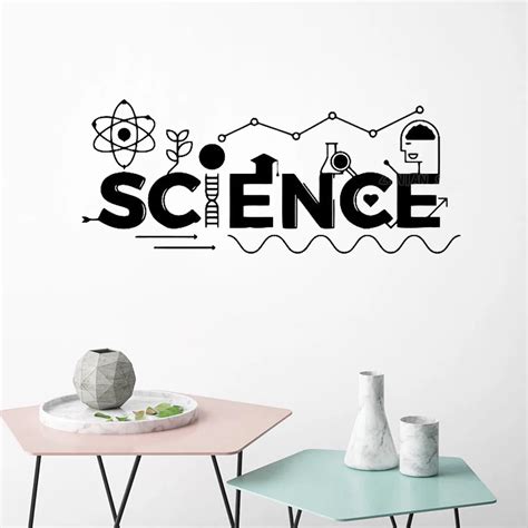 Science Words Vinyl Wall Sticker Atom Living Room Home Decor Removable ...