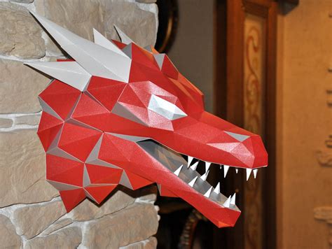 3D dragon head papercraft origami PDF DIY kit for adults / | Etsy