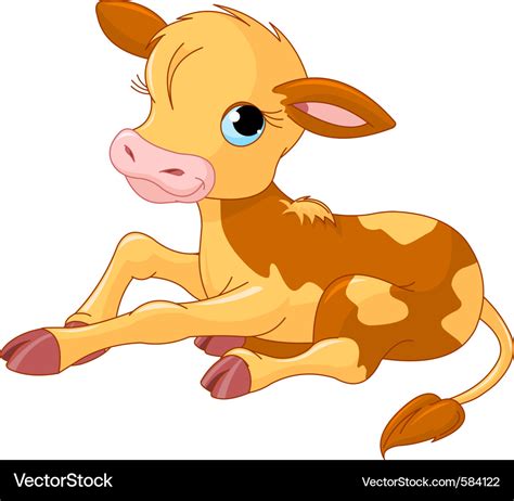 Cartoon baby calf Royalty Free Vector Image - VectorStock