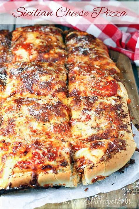 Sicilian Cheese Pizza | Let's Dish Recipes