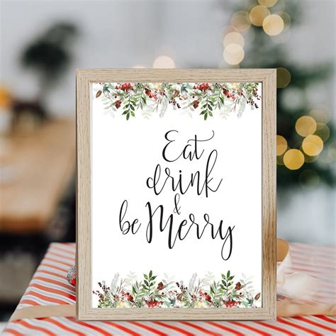 Eat Drink and Be Merry Printable Sign Holiday Christmas Sign | Etsy