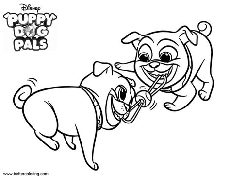 Puppy Dog Pals Coloring Pages Dogs Playing - Free Printable Coloring Pages