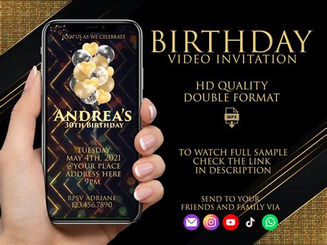 Digital Birthday Invitation Animated Video Invitation Birthday ...