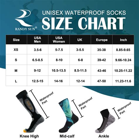 Size Guide | RANDY SUN Waterproof Socks